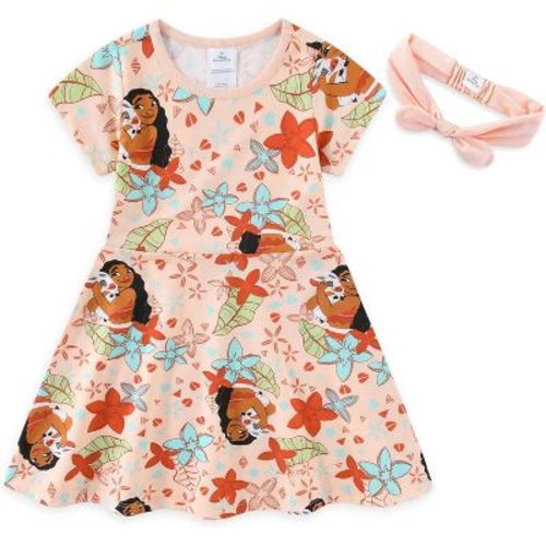 Disney Moana Girls French Terry Skater Dress with Headband for Toddler and Big Kids - Size 12