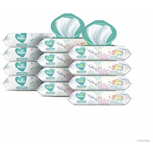 Baby Wipes, Pampers Sensitive Water Based Baby Diaper Wipes, Hypoallergenic and Unscented, 8X Pop-Top Packs with 4 Refill Packs for Dispenser Tub, 864 Total Wipes (Packaging May Vary)