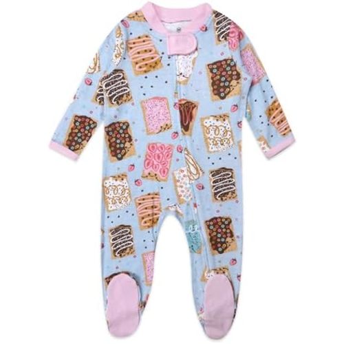 HonestBaby Sleep & Play Footed One-Piece Pajama Sleeper 100% Organic Cotton, Baby Girls