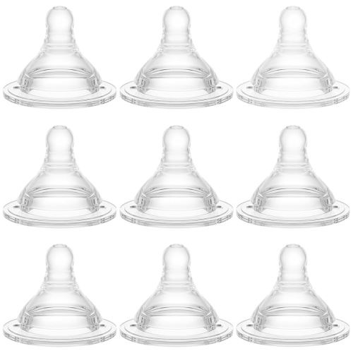 Bottle Nipples Medium-Fast Nipple Level 3, 6m+, Compatible with Wide-Neck Baby Bottle, 9 Count