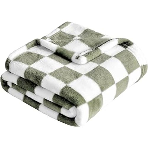 Yurhap Checkered Baby Blanket Fleece Baby Blankets for Boys, Ultra Soft Cozy Fluffy Infant Toddler Newborn Receiving Blankets for Crib Stroller, 30''x40'', Dark Olive