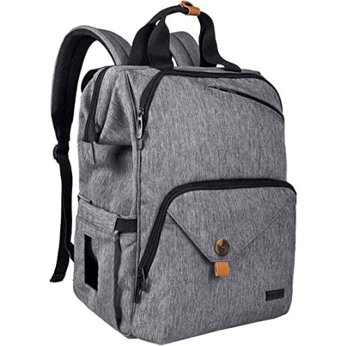 Hap Tim Diaper Bag Backpack,Large Capacity Travel Back Pack Maternity Baby Nappy Changing Bags, Double Compartments with Stroller Straps,Waterproof,Grey (US7340-G)