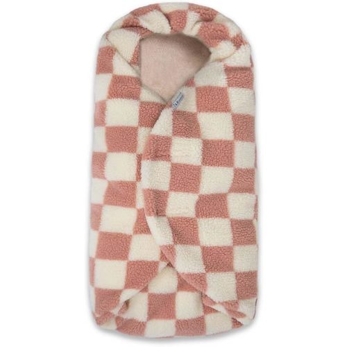 7AM Baby Car Seat Blanket - Multifunctional Car Seat Cover for Toddlers, Winter Stroller & Car Seat Swaddle Blanket, Micro-Fleece & Plush Lined Warm Carseat Cover | (Checkers Rose Dawn, 0-6M)