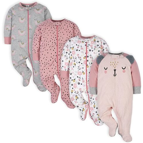 Amazon.com: Gerber Baby Girls' 4 Pack Sleep 'N Play Footie: Clothing, Shoes & Jewelry (0-3 months)
