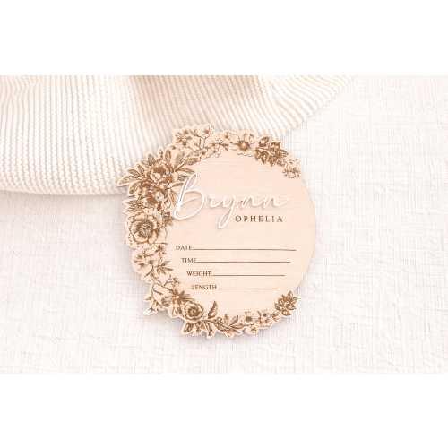 Personalized Floral Baby Name Sign with Birth Stats – Birth Announcement, Custom Nursery Decor Keepsake