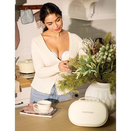 Momcozy Breast Pump Hands Free Mobile Style | M6, Wearable Breastfeeding Pump Ideal Rhythm for More Milk, DoubleFit Flange More Fit & Discreet with 3 Modes & 9 Levels, 24mm - 2 Pack Quill Gray
