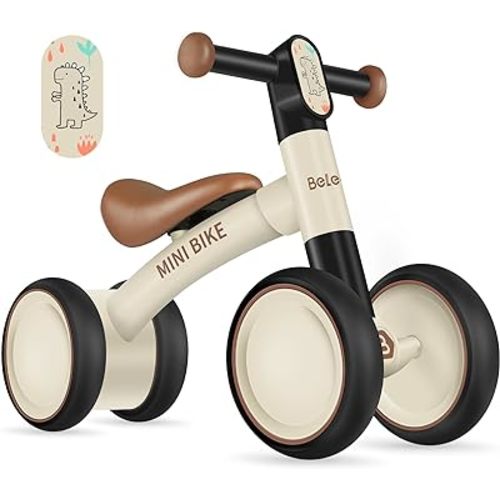 BELEEV Baby Balance Bike for 1 2 Year Old Boys Girls, No Pedal Baby Bike with 4 Silence Wheels, Toddler Balance Bike for 10-24 Month First Birthday Gift, 135° Safe Limited Steer, Soft Wide Seat