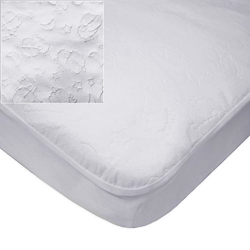 American Baby Company Waterproof Fitted Crib and Toddler Mattress Protector, Quilted and Noiseless Crib & Toddler Mattress Pad Cover, White (Little Lamb), 52"x28"x9" - 1 Count - Crib (Little Lamb)
