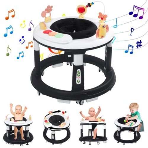 Baby Walker, 5 in 1 Walker for Baby Boy Girl 6-12 Months, Foldable Baby Walker with Wheels, Activity Center for Toddler Infant 6-18 Months with Bouncer & Learning Mode, Music, Adjustable Heights