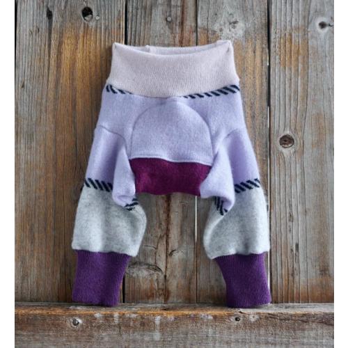 Upcycled Cashmere Longies: Lavender Magenta Gray NEWBORN 0-3 Months