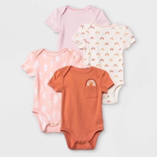 Baby Girls' 4pk Earth & Sky Short Sleeve Bodysuit - Cloud Island™ Pink