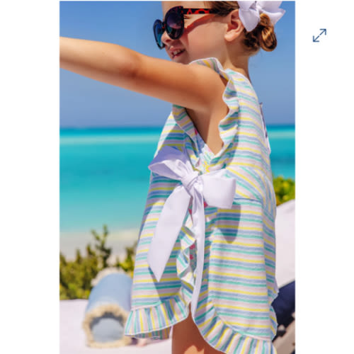 Carolina Cover Up - Siesta Key Stripe (Pink) with Worth Avenue White