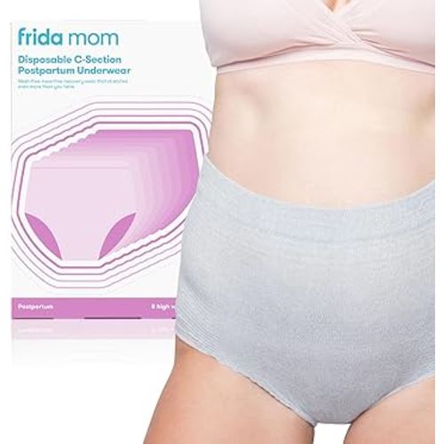 Frida Mom Postpartum Disposable Underwear, Boyshort Cut, 100% Cotton Microfiber, Super Soft, Stretchy, Breathable, Wicking, Latex-Free, Size Petite, 8 Count