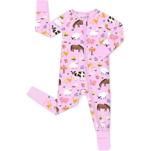 Viscose Derived from Bamboo Baby Footie Pajamas Convertible Newborn Sleeper for Baby Girl Zipper Onesie 0-24M