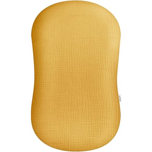 Muslin Baby Lounger Cover, Newborn Lounger Cover, Soft Cotton Breathable Lounger Pillow for Boys Girls Infant, Cover Only (Mustard Yellow)