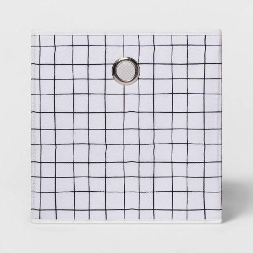 11" Fabric Cube Storage Bin Cream - Room Essentials™: Square Beige Storage, 11 Inch System Compatible, 25 Lb Capacity