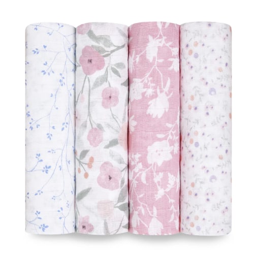 Floral Cotton Muslin Swaddles 4pk | aden + anais