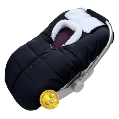 Mom's Choice Awards Winner-TSAYAWA Winter Baby Infant Car Seat Cover-Keep Babies Warm Carseat Bunting Bag/Blanket for Newborn-Cold Weather Insulated Windproof Carrier Canopy for Travel (Black)