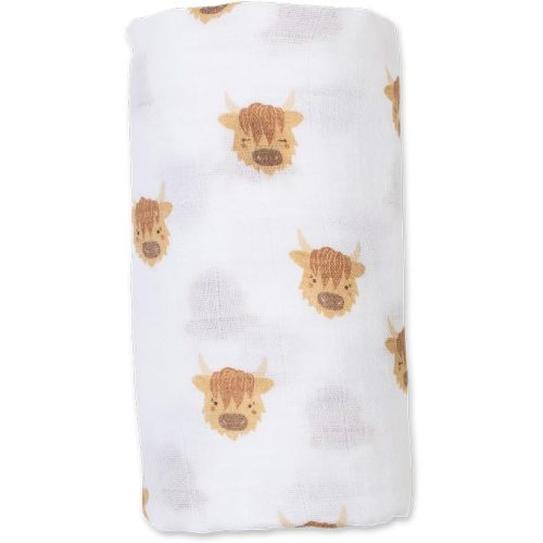 lulujo Baby Swaddle Blanket 100% Cotton Muslin Soft Breathable Lightweight, 40" x 40", Highland Cow