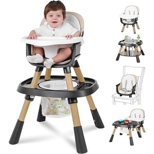 Baby High Chair, 15 in 1 Convertible High Chairs for Babies and Toddlers, Easy Clean High Chair for Baby, Baby Feeding Chair for 6-72 Months(Black)