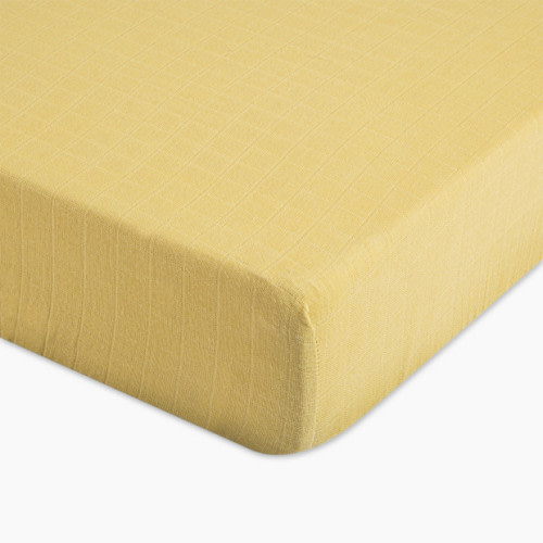 Crane Baby Cotton Muslin Crib Fitted Sheet - Ochre