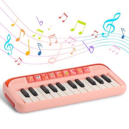 Dammyty Toddler Piano Toys for Girls, 24 Keys Musical Keyboard for Kids, Baby Musical Instrument Toys Gifts, Pink