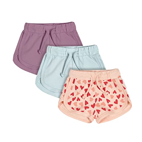 Teach Leanbh Toddler Baby Boys Girls 3 Pack Athletic Shorts Cotton Soild Color Printing with Drawstring
