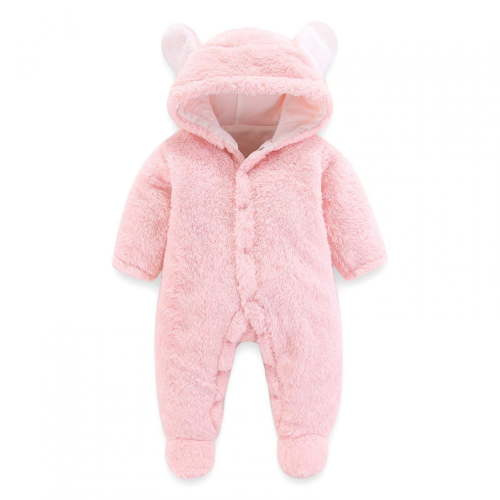 Gifts for Christmas Bidobibo Baby Winter Hooded Romper, Infant Toddler Boys Girls Warm Snowsuit Cute Ears Fleece Romper Long Sleeve Jumpsuit Overalls Outfit for 0-12 Months