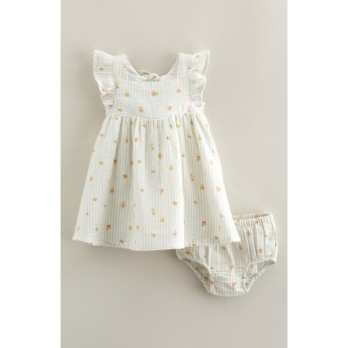 Flutter Sleeve Tie Back Cotton Muslin Sundress & Bloomers, 6M