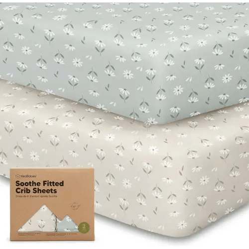 2-Pack Organic Crib Sheets for Boys, Girls - Jersey Fitted Crib Sheet, Baby Crib Sheets Neutral, Crib Mattress Sheet, Cotton Crib Sheets, Breathable Crib Sheet, Baby Mattress Sheets(Daisies)