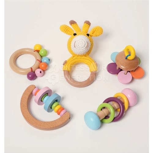 Buy Montessori 5 Piece Wooden Rattle Kit Online I Montessori Generation