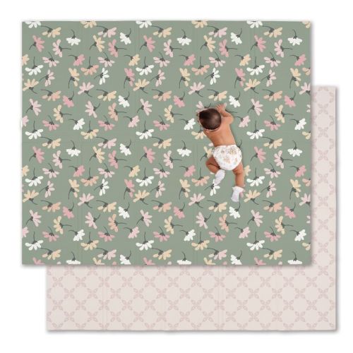 JumpOff Jo - Waterproof Foam Padded Play Mat for Infants, Babies, Toddlers, Play Pens & Tummy Time, Foldable Activity Mat - Garden Party
