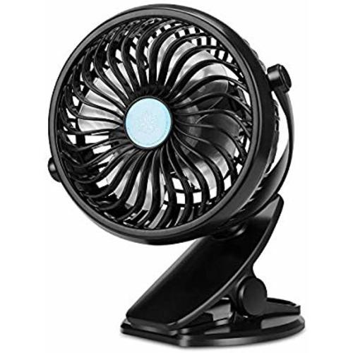 TriPole Clip On Fan Stroller Fan Battery Operated Portable Fan Stepless Speed 360 Degree Rotation Small Desk Fan with Strong Clamp Personal Table Fan for Baby Crib Treadmill Car