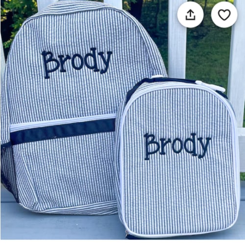 Seersucker diaper bag and lunchbox
