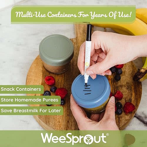 Breast Milk Storage WeeSprout Glass Baby Food Storage Jars w/Lids (8 oz, 8 Pack Set) Snack, Puree, Reusable Small Containers, Breast Milk, Fridge or Freezer, Microwave & Dishwasher Safe, Essential Must Have for Infants