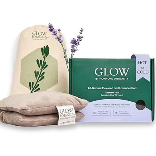 Glow Heating Pad with Flaxseed & Lavender for Hot & Cold Therapy, Microwavable Heat Pad for Back, Neck, Shoulder, Knee, Leg & Menstrual Cramp Relief, Washable & Reusable, One Size Fits All