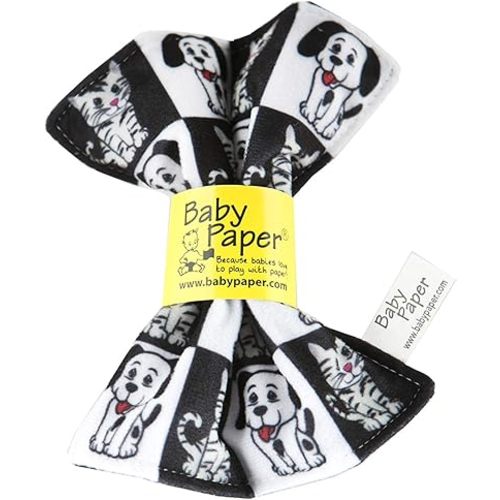 Original Baby Paper - Crinkle Teether and Sensory Toy for Babies and Infants | Dog and Cat | Non-Toxic, Washable | Great for Baby Showers