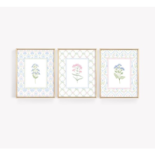 Wildflower Nursery Prints, Baby Girl Nursery Decor, Girls Bedroom Prints, Pastel Nursery Wall Art, Botanical Nursery Decor, Floral Print Set