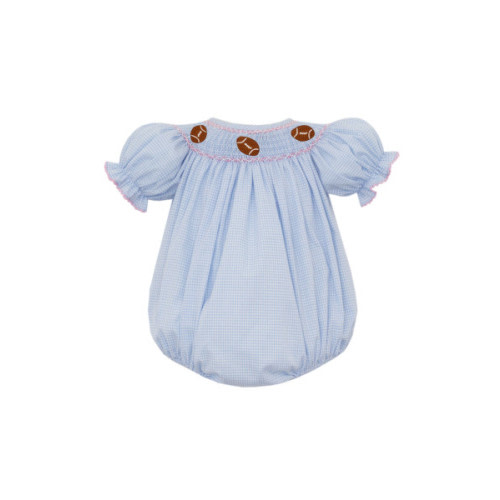 Petit Bebe *FOOTBALL* Blue Gingham Bishop Bubble