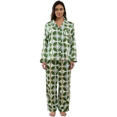 Womens Silk Satin Pajamas Set Button Down 2 Piece Pjs Long Sleeve Oversized Sleepwear with Pockets