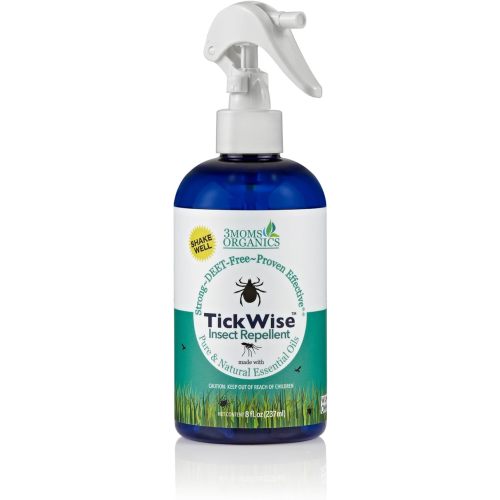 3 Moms Organics TickWise 8oz, Made with All Natural Essential Oils, DEET-Free, Tick and Insect Repellent, Plant Based Essential Oils, All Natural Ingredients Great for Adults, Kids, Dogs & Horses