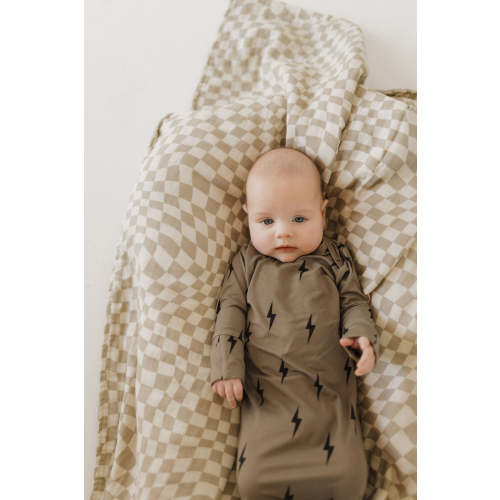 Bamboo Knotted Gown | Brown & Black Lightning Bolt
