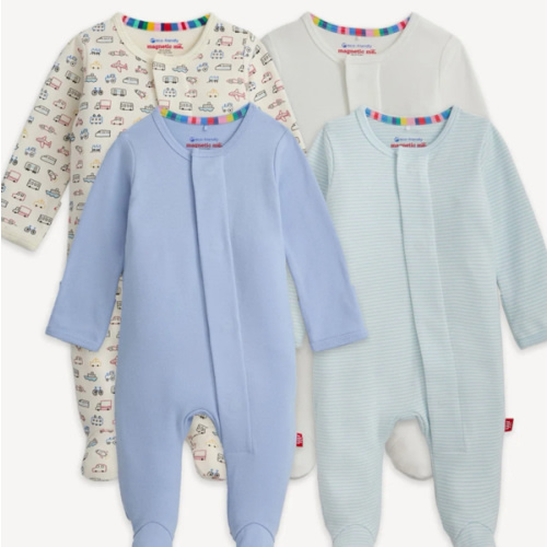 Magnetic 4-Pack 0-3M Footie Blue Combo