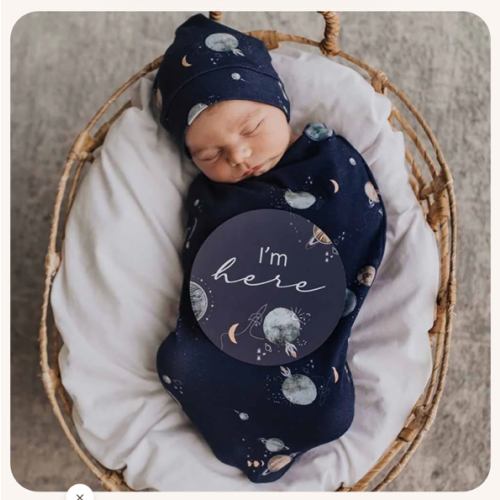 Milky Way Organic Baby Swaddle & Beanie For Girls and Boys | Snuggle Hunny