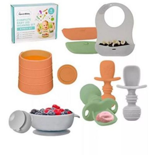 Upwardbaby Baby-Led Weaning Set - 5pc Set - BPA Free - 100% Food-grade Silicone - 6m+