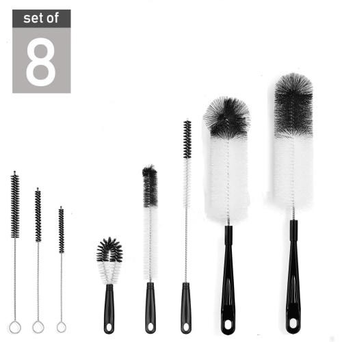 8-Pack Bottle Cleaning Brush Set - Long Handle Baby Bottle Cleaner for Washing Narrow Wine/Beer Bottle,Thermos,Hummingbird Feeder,Sports Well,Plus Kettle/ Straw Brush