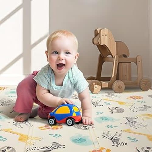 PlayPals Foldable Baby Play Mat, 200x180 CM Extra Large Waterproof Foam Playmat for Babies, Toddlers, Infants, Tummy Time, Reversible Portable Kids Play Mat Indoor/Outdoor with Travel Bag-Safari : Amazon.com.au: Baby