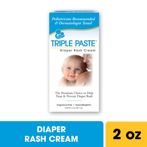 Triple Paste Diaper Rash Cream, Hypoallergenic Medicated Skin Ointment for Babies, 2 oz