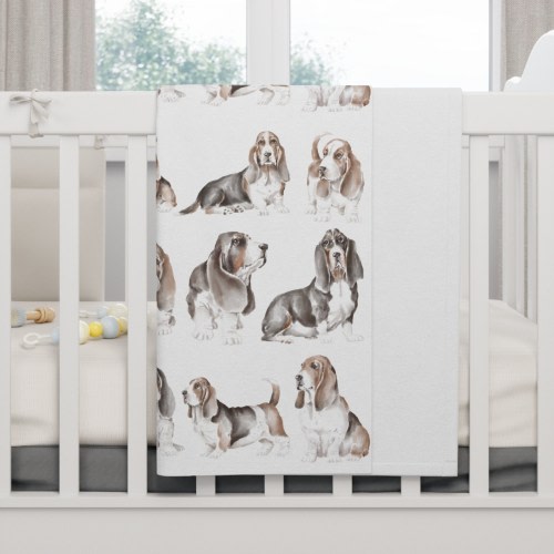 Fleece Basset Hound Baby Blanket Basset Hound Baby Swaddle Basset Hound Nursery Decor Watercolor Dog Baby Blanket Soft Basset Hound Swaddle