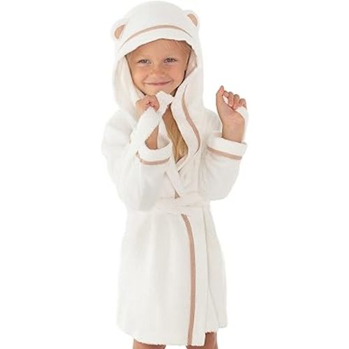 Premium Soft Bath Robe for Toddlers Babies Kids - Rayon made from Bamboo Toddler Robe with Hood - Girls Robe Boys Robe